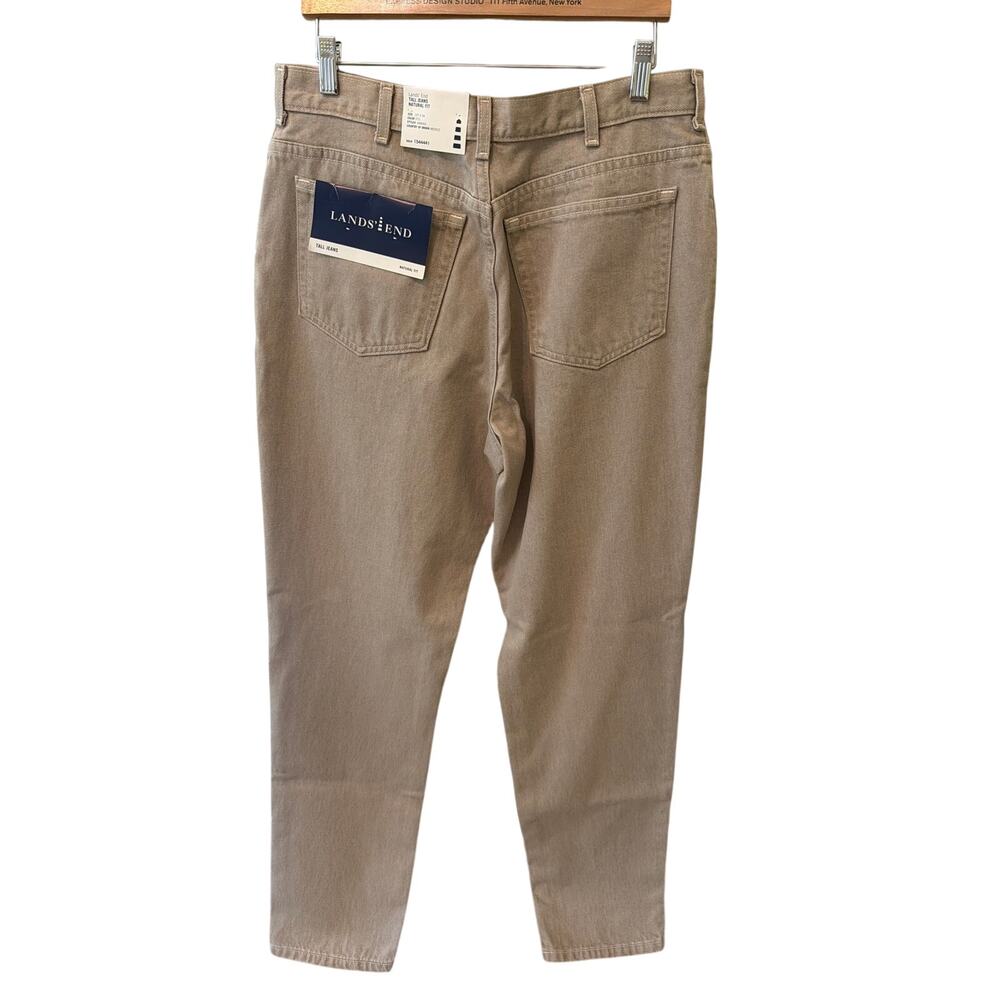 NEW Lands End Tan Jeans Women's Size 14 Tall Natural Fit Classic Minimalist Chic